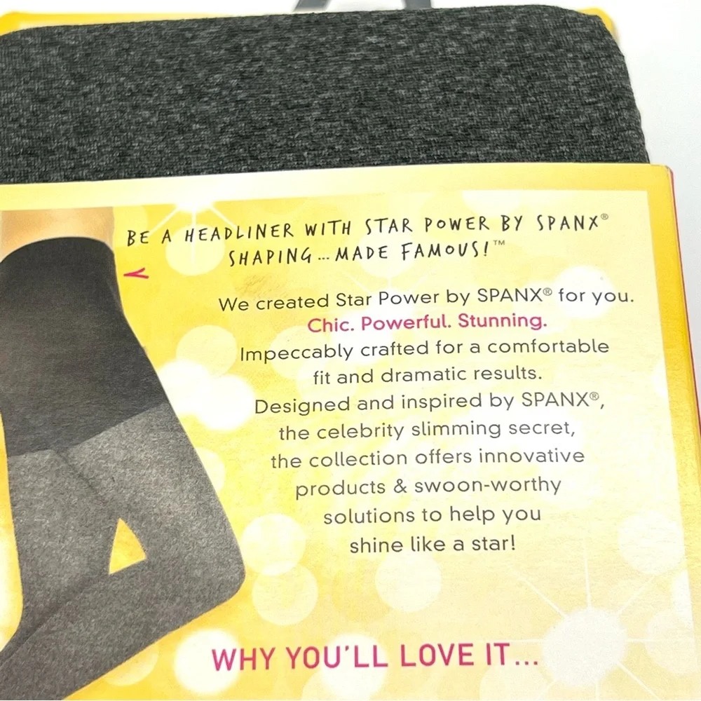 Star Power by SPANX Size A‎ Center-Stage Heathered Gray Grey Shaping Tights NEW